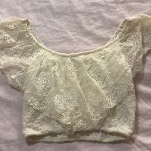 White lace crop top